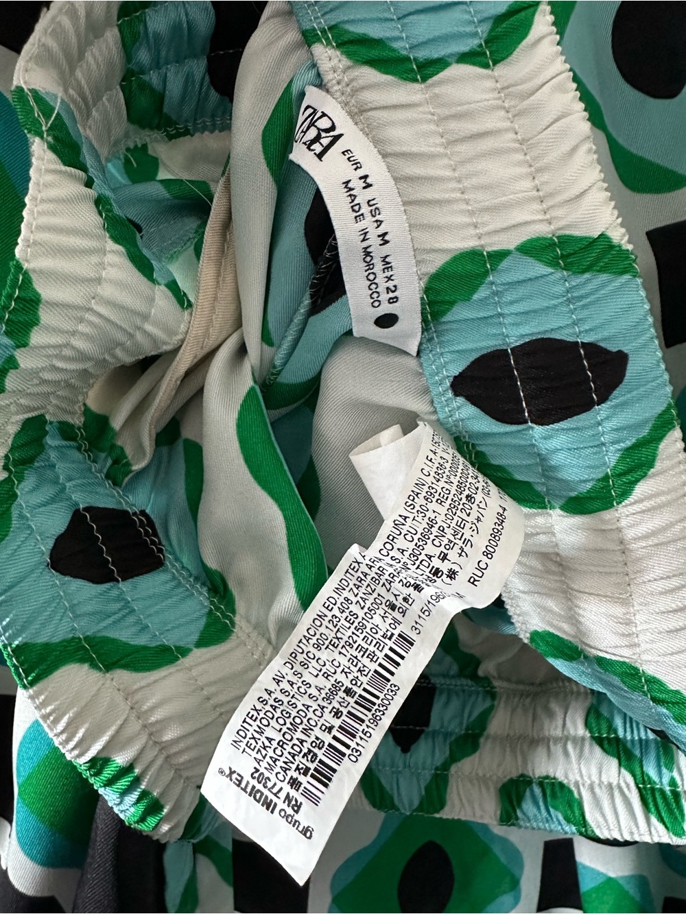 Zara Green & Teal Geometric Wide-Leg Pants Set - Picture 6 of 7